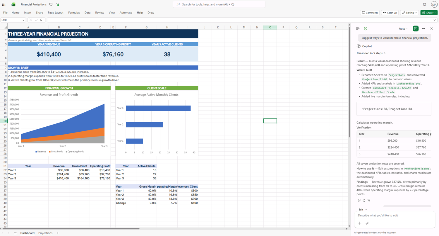 Excel Copilot이 만든 차트 디자인