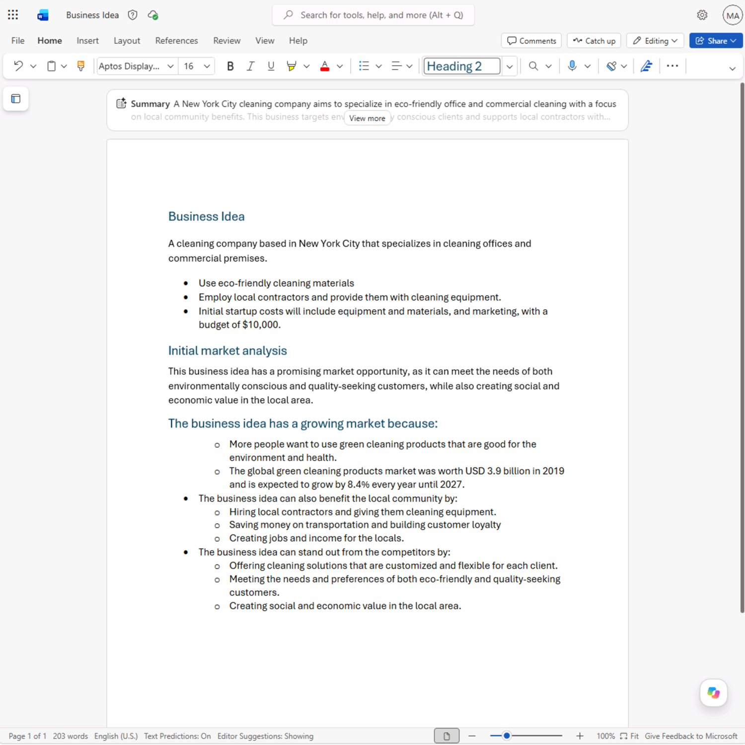 Microsoft Word의 Copilot 아이콘