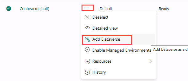 기본 환경에 Dataverse 추가