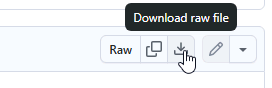 GitHub의 Download raw file 버튼이 강조된 화면