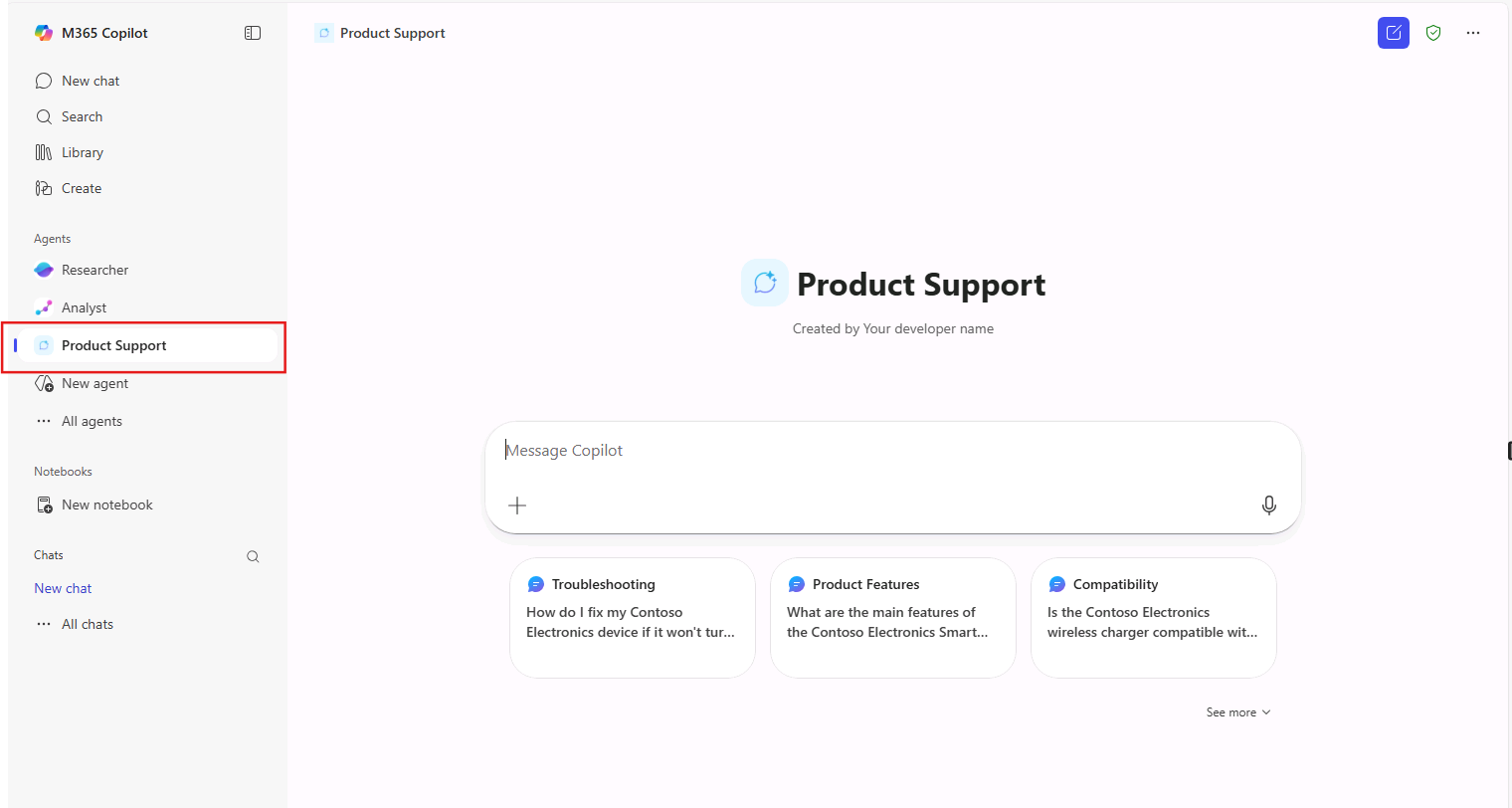 Microsoft Copilot의 몰입형 경험에서 본 Product Support 에이전트