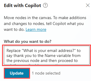 Edit with Copilot 패널에 입력한 프롬프트