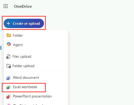 OneDrive에서 파일 만들기