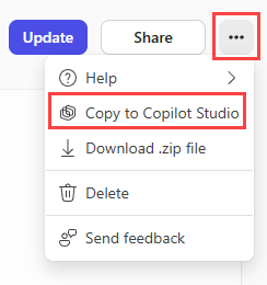 Copy to Copilot Studio 옵션